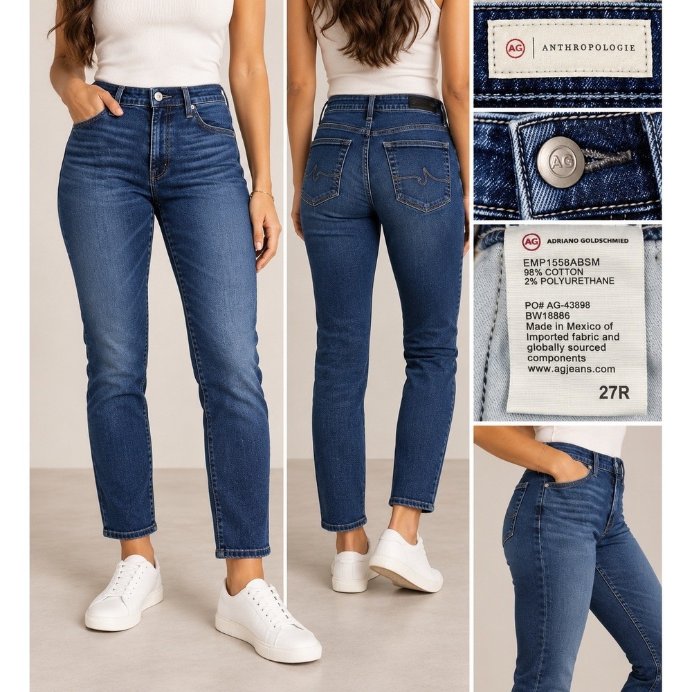 AG Anthropologie The High Rise Stevie Ankle Jeans Dark Wash 27R EMP1558ABSM